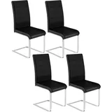 Woltu Freischwinger (Set, 4 St), mit hoher Rückenlehne Kunstlederbezug bis 120kg belastbar schwarz