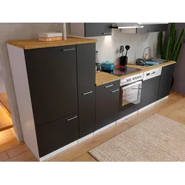 Respekta Küchenzeile Malia 310 cm Schwarz-Weiß