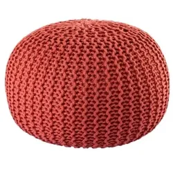 Amagohome PREMIUM Sitzhocker Pouf  ø 45cm  Strickpouf Indoor u. Outdoor - pflegeleicht & nachhaltig : terracotta - ginger