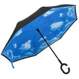 vidaXL Regenschirm C-Griff Schwarz 108 cm Schwarz