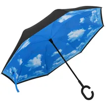 vidaXL Regenschirm C-Griff Schwarz 108 cm Schwarz