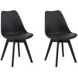 CASANOVA casa NOVA Stühle 2er Set LUKAS, Schwarz - Holzgestell - Kunstleder - Kunststoff - 2er Set