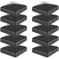 Sonnewelt Pfostenkappe, 10 Stück, 71mm*71mm Pfostenkappen Zaunkappe Abdeckkappe, mit Schrauben, Pfahlkappe Kappen Zierkappe für Gartenzaun Holzpfosten -Schwarz