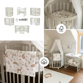 Waldin Babybett OWAL Kinderbett 7in1 mit Matratze, mitwachsendes Kinder-Bett