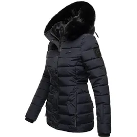 Navahoo Damen warme Winter Steppjacke mit abnehmbarer Kunstfell-Kapuze Milianaa Navy Gr. S - S