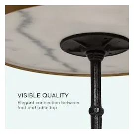 Blumfeldt Patras Bistro-Tisch, Gartentisch, Deko-Zierkante, Gusseiserner Standfuß, für drinnen und draußen, wasserfest, frostsicher, 57,5 cm 72 cm Schwarz Ø Weißer Marmor