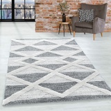 Teppich Wohnzimmer Hochflor Shaggy Teppich 3D Geometrisch Design 140x200 cm Teppich Grau - Teppich für Schlafzimmer Esszimmer Küche Boho Teppich 20 mm Florhöhe Extra Weich Flauschig Pflegeleicht