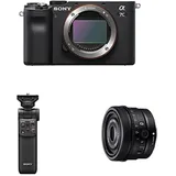 Sony Alpha 7C Spiegellose E-Mount Vollformat-Digitalkamera ILCE-7C (24,2 MP, 7,5cm (3 Zoll) Touch-Display, Echtzeit-AF) Nur Body - Schwarz + SEL40F25G8 + Handgriff