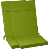PRIMEPATIO Hochlehner Auflage 120x50x6 cm mit Abnehmbarem Bezug – Gartenstuhlauflage Wasserabweisend, 6 cm Polsterung & Befestigungsbänder – Outdoor Sitzkissen für Hochlehner, 2er Set Grün