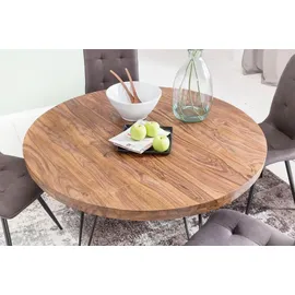 FineBuy Esszimmertisch Rund Ø 120 cm Sheesham braun