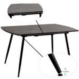 TalleR Esstisch Sabina ausziehbar 140-180 x 80 cm 6-10 Personen Küchentisch mit Metallgestell für Küche, Esszimmer Holz Optik,Farbe:Dunkelgrau - Dunkelgrau