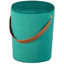 Interlink Inter Link Hocker Grün Textil, zylindrisch, 35x45x35 cm Stauraum, Wohnzimmer, Hocker, Sitzhocker