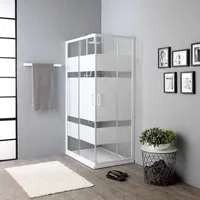Kiamami Valentina Venere Duschkabine mit Eckeinstieg 70 x 100 cm weißes Glas mit Siebdruck