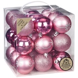 INGE-GLAS Weihnachtskugeln Kunststoff 6cm 27er Set (Rosa Mix)