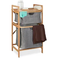 Relaxdays Wäschekorbregal mit 2 Fächern Grau,Hellbraun