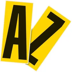 Aufkleber I Kombipackung Buchstaben, gelb/schwarz, Folie, Schrift 200mm, 101x225mm, 26 Bogen/VE