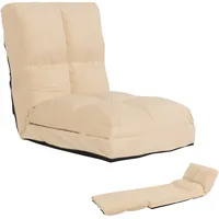 Mendler Bodensessel HWC-N45, Schlafsessel Klappsessel Funktionssessel, Schlaffunktion faltbar Stahlrahmen Samt - beige