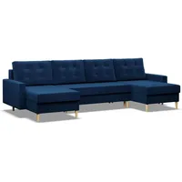 Mebligo - U-Förmige Ecksofa mit Schlaffunktion und Bettkasten BLANK, Couch U Form 294x88x140 cm, Klappsofa mit Schlaffunktion, Wohnzimmer Eckcouch mit Bettfunktion - Ecksofa Marineblau