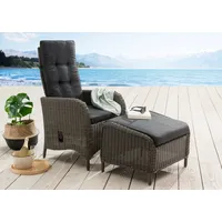 Destiny PALMA CASA (Set), Aluminium, Polyrattan, inkl. Fußhocker und Auflagen grau