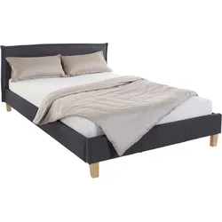Polsterbett OTTO PRODUCTS "Heddi", schwarz, B:145cm H:82cm L:212cm, Bezug Struktur fein (100% recyceltes Polyester), Betten, Polsterbett Polsterbett ohne Bettkasten, in 5 Breiten: von 90cm-200cm, Biese am Kopfteil, Strukturstoff