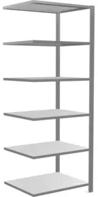 Schulte Anbauregal Büro-Steckregal MULTplus150 2000 x 750 x 600 mm 6 Fachböden Längenriegel verzinkt mit Mittelanschlag
