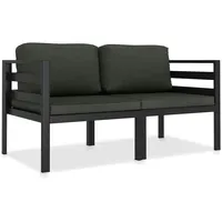 VidaXL 2-tlg. Garten-Sofagarnitur mit Auflagen Aluminium Anthrazit