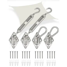 AMANKA Befestigungsset für Viereck Sonnensegel 3 cm x 0,8 cm x 22 cm Edelstahl silber