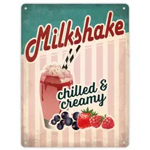trendaffe Metallschild XL mit American Diner Classics - Milk Shake Motiv