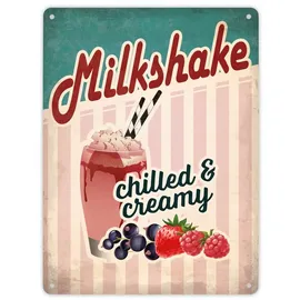 trendaffe Metallschild XL mit American Diner Classics - Milk Shake Motiv