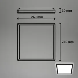 Briloner - LED Deckenlampe mit indirektem Licht, flach, neutralweißes Licht, Lampe, Deckenleuchte, Wohnzimmerlampe, LED Panel, Küchenlampe, Deckenbeleuchtung, 24x24x3 cm, Kunststoff