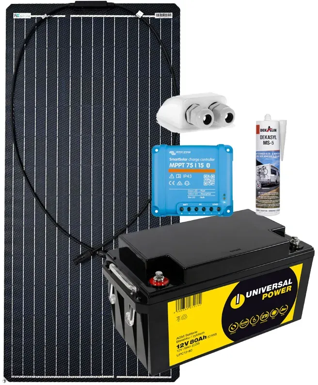 a-TroniX Solaranlage Wohnmobil 100W mit 78 Ah AGM Batterie und MPPT Laderegler