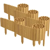 Floranica 10 m Beeteinfassung Flexibler Holzzaun 5 St. 2 m x 20 cm Natur Steckzaun aus Kiefernholz Rasenkante Teichzaun Rollboard 5 tlg Erweiterbares Zaunset für Garten