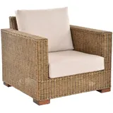 Krines Home Relaxsessel Wohnzimmer Sessel Malaka aus Natur Rattan Loungesessel Rattanmöbel, aus Rattan Naturmaterial braun 85 cm x 74 cm x 84 cm