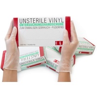 Vinylhandschuhe 100 Stück Box (L, Transparent) Einweghandschuhe, Einmalhandschuhe, Untersuchungshandschuhe, Vinyl Handschuhe, puderfrei, ohne Latex, unsteril, latexfrei, disposible gloves