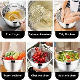 luxuskollektion Rührschüssel Set 5-teilig Edelstahl Salatschüssel Schwarz
