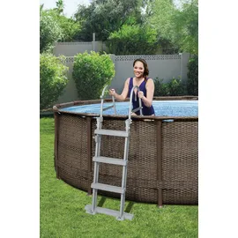 BESTWAY Steel Pro Max Frame Pool Set 366 x 100 cm rattanoptik inkl. Filterpumpe + Poolleiter