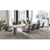 Hela Essgruppe HELA "Lia, 11tlg. Sitzgruppe, Extra viel Platz", schwarz (sandeiche, anthrazit, anthrazit, chrom), Microfaser VINTAGE, Einlegeplatte, Sandeiche / Anthrazit, Spanplatte, Sitzmöbel-Sets, Essgruppe, Ausziebar 160 - 300 cm