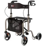 Bischoff & Bischoff RL-Smart Rollator, faltbar – Leichtgewicht-Rollator für drinnen und draußen, Gehwagen mit abnehmbarer Tasche und Stock-Halter, Platin