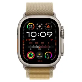 Apple Watch Ultra 2 GPS + Cellular 49 mm Titangehäuse natur, Alpine Loop Armband mandel M