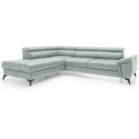 Ecksofa Mocca Leder Grün Mint