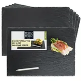 Moritz & Moritz Servierplatte Schieferplatte - Schieferset Thyme, Schiefer, (Thyme, 7-tlg), 22 x 16 cm 6er Set schwarz