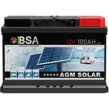 BSA AGM Batterie 100Ah 12V Solarbatterie Deep Cycle Wohnmobil Bootsbatterie zyklenfeste wartungsfreie VRLA Batterie