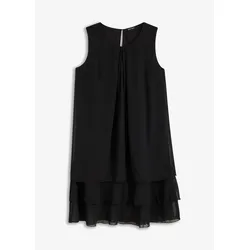 bonprix Chiffon-Kleid, schwarz, 48