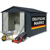 Albatros Gerätehaus XXL – verzinktes Metall in Anthrazit (RAL 7016) 259x313x192cm, 15,5m3 Inkl. Schloss | Werkzeughaken wetterfest