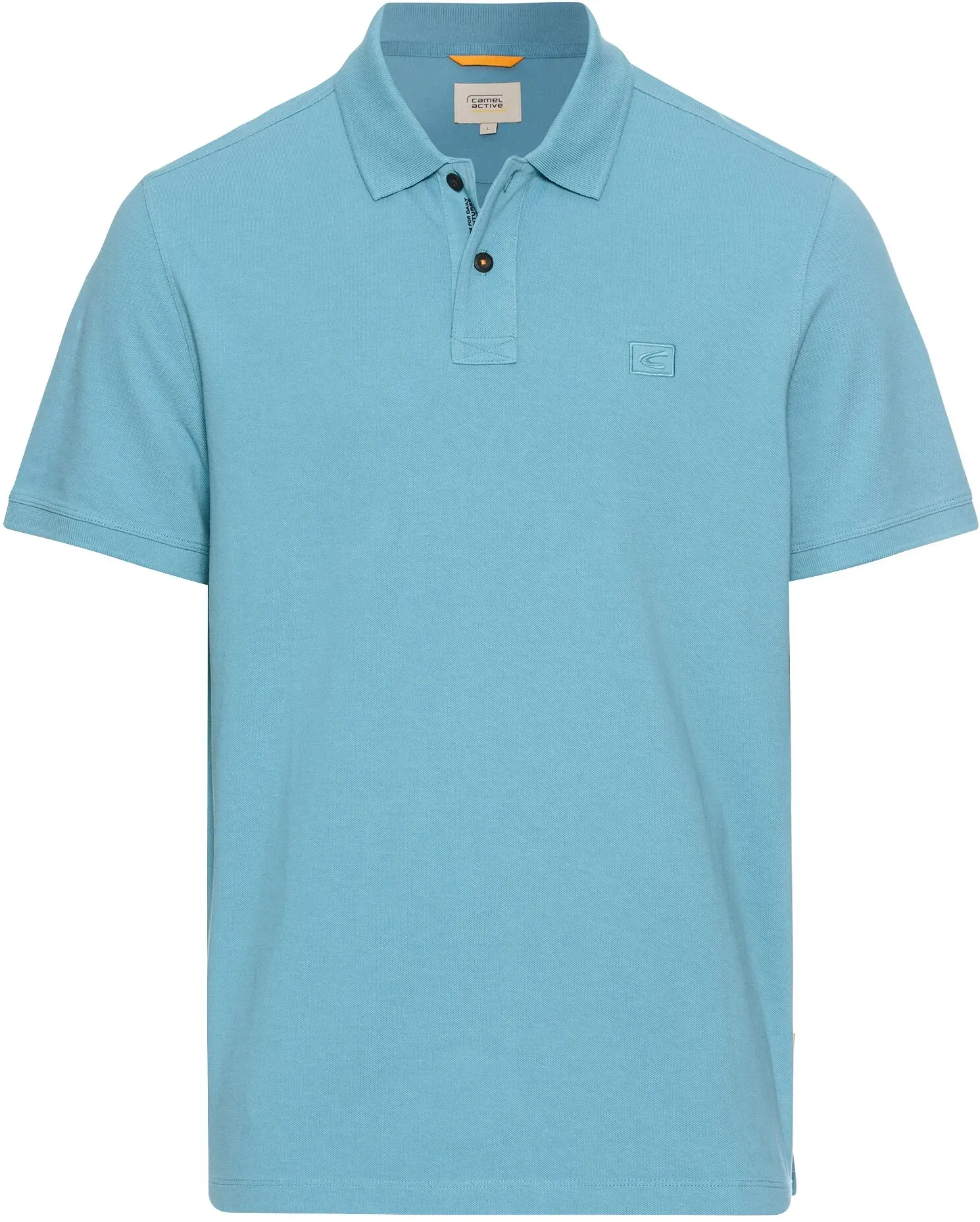 Poloshirt CAMEL ACTIVE, Herren, Gr. S, steel blau, Piqué, Obermaterial: 100% Baumwolle, unifarben, normal hüftbedeckend, Rundhals, Shirts, normale Passform, Polokragen, 2-Knopf-Form, mit Logo-Stickerei