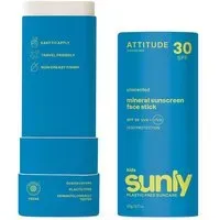 ATTITUDETM Sunly Bâton Solaire Visage Kids Sans Odeur SPF30 Crème Protection 20 g