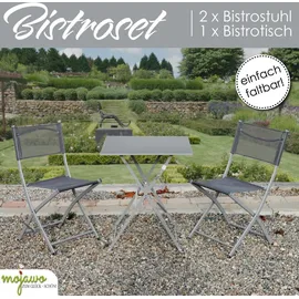 Mojawo 3tlg Bistroset Gartenmöbelset Outdoormöbel Balkon klappbar Farbauswahl - Grau