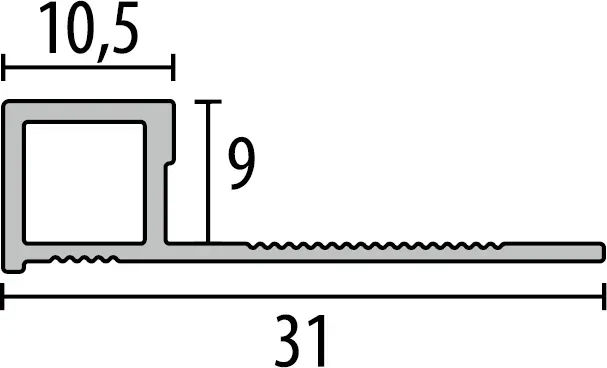 Parkettfreund PF CT090 AE Quadro Randleistenprofil Quadratprofil Endstücke links Endstücke rechts 27x10x10 mm, mm F4 silber