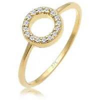 Elli DIAMONDS Verlobungsring Kreis Diamant Weiß Brillantschliff (0.08ct) 375 Gelbgold goldfarben 52 mm