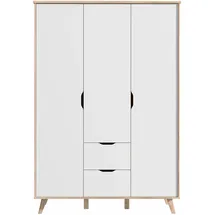 Forte Drehtürenschrank Vankka 139,4 x 201,5 x 52 cm Weiß/Eiche